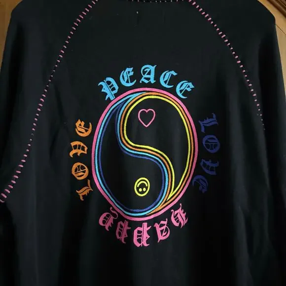 Lauren Moshi Jocelyn Neon Line Tiger drop shoulder pullover OVERSIZED M sweater - Picture 10 of 14